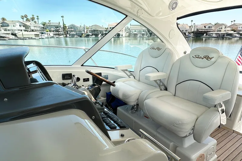 Slide: The Image of Interior of 2008 Sea Ray 48 Sundancer overlooking marina. - 12