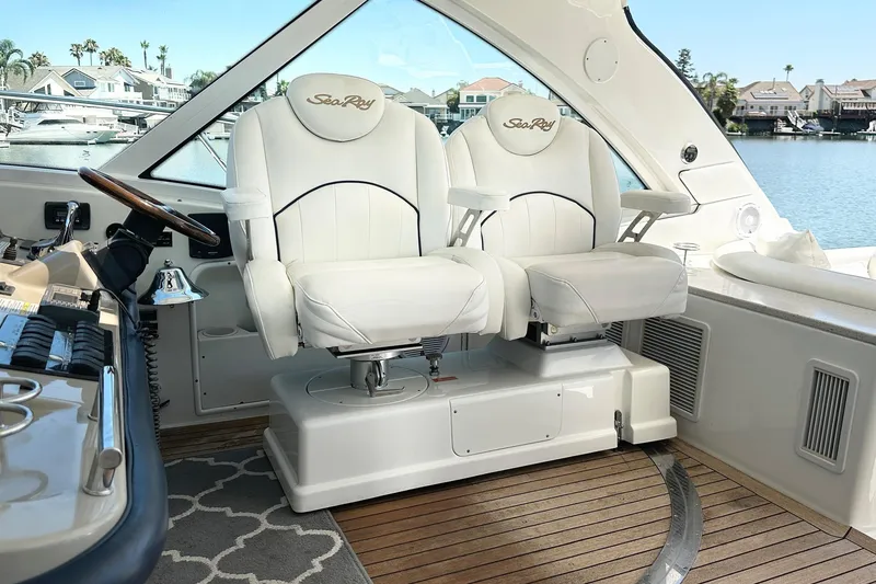 Slide: The Image of Luxurious seating in the cockpit of a 2008 Sea Ray 48 Sundancer yacht. - 13