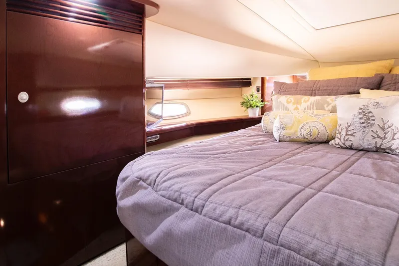 Slide: The Image of Luxurious cabin of 2008 Sea Ray 48 Sundancer with cozy bed. - 30
