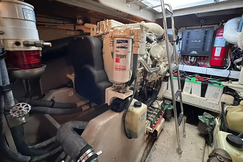 Slide: The Image of Engine room of 2008 Sea Ray 48 Sundancer with motor and equipment. - 34