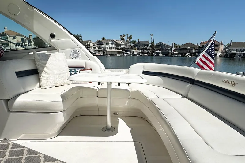 Slide: The Image of Luxurious seating area on a 2008 Sea Ray 48 Sundancer yacht. - 8