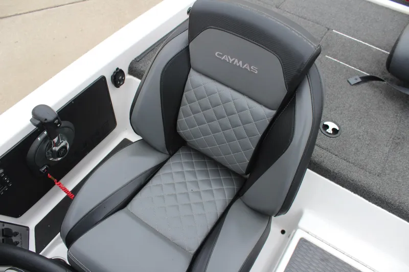Slide: The Image of 2021 Caymas CX 18 SS boat seat with quilted gray upholstery. - 21