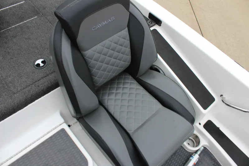 Slide: The Image of 2021 Caymas CX 18 SS boat seat with quilted gray upholstery. - 22