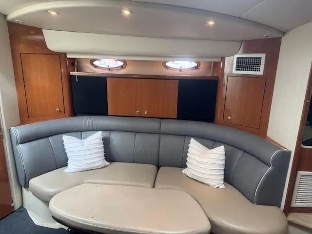 Slide: The Image of Interior of 1998 Cruisers Yachts 3870 Espirit with gray sofa. - 30
