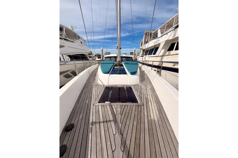 Slide: The Image of 2016 Moody Decksaloon 54 yacht with sleek wooden deck and modern design. - 28