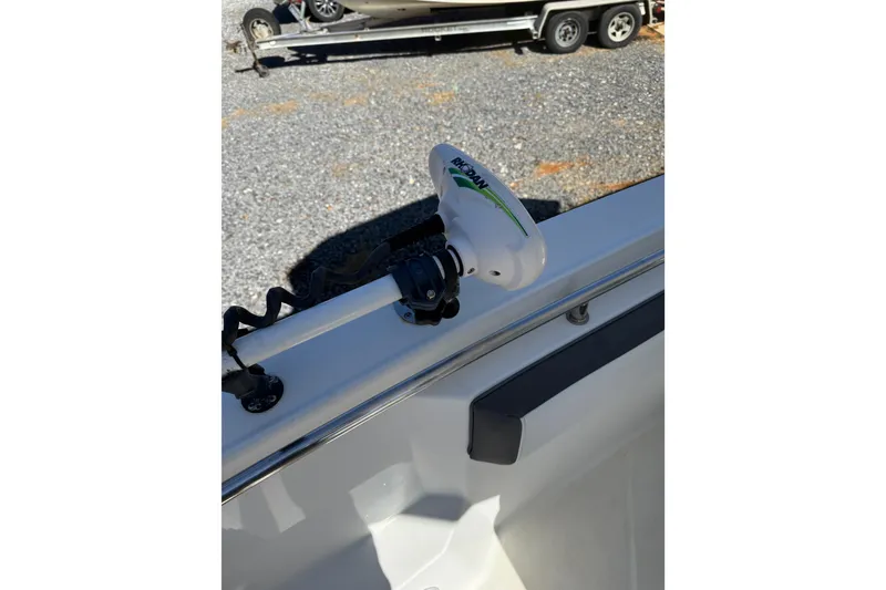 Slide: The Image of 2019 Blackfin 242 CC boat with a mounted Rhodan trolling motor. - 46