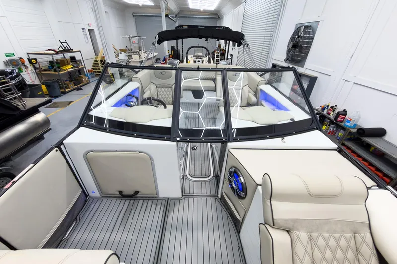 Slide: The Image of 2020 Crest Continental 270 NX-L Twin boat interior with luxurious seating and modern design. - 16