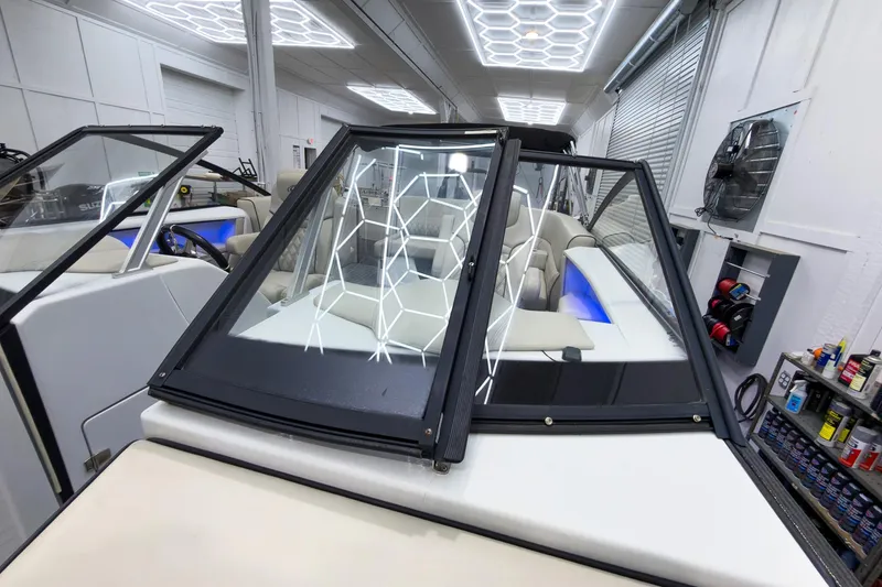 Slide: The Image of 2020 Crest Continental 270 NX-L Twin boat interior with modern design and lighting. - 19