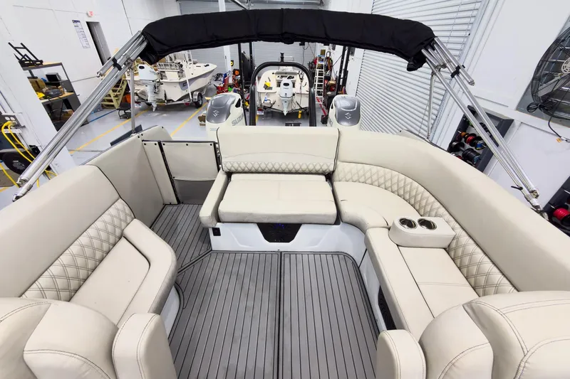 Slide: The Image of 2020 Crest Continental 270 NX-L Twin boat interior with luxurious seating and modern design. - 31