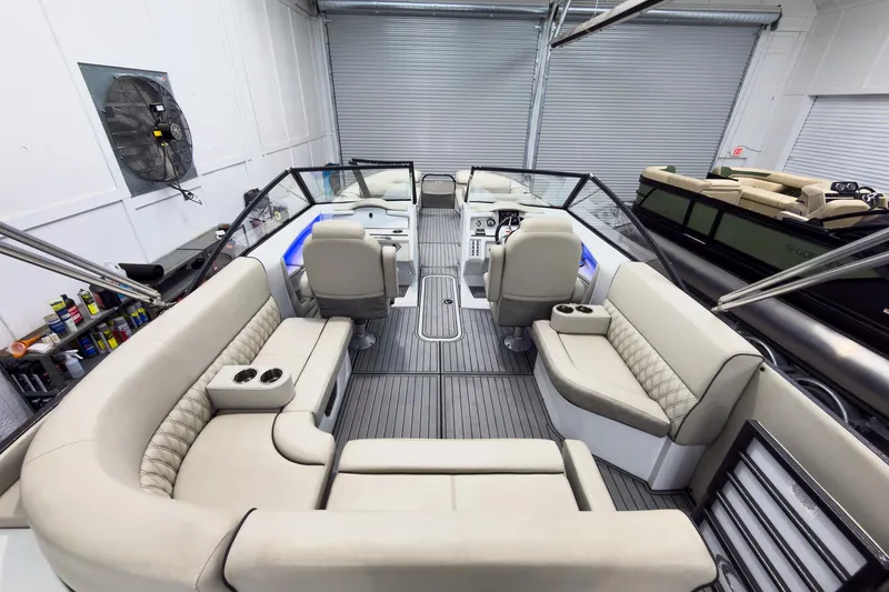 Slide: The Image of 2020 Crest Continental 270 NX-L Twin boat interior with luxurious seating and modern design. - 39