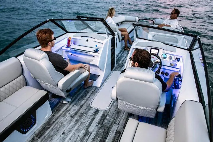 Slide: The Image of Manufacturer Provided Image: 2020 Crest Continental 270 NX-L Twin boat with passengers enjoying a ride on the water. - 46