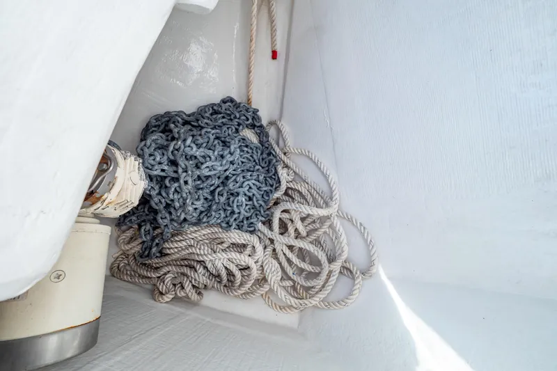 Slide: The Image of Anchor chain and rope storage on 2018 Intrepid 475 Sport Yacht. - 79