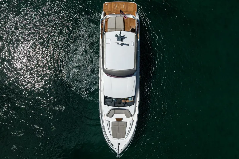 Slide: The Image of Aerial view of 2020 Princess F70 yacht cruising on clear water. - 16
