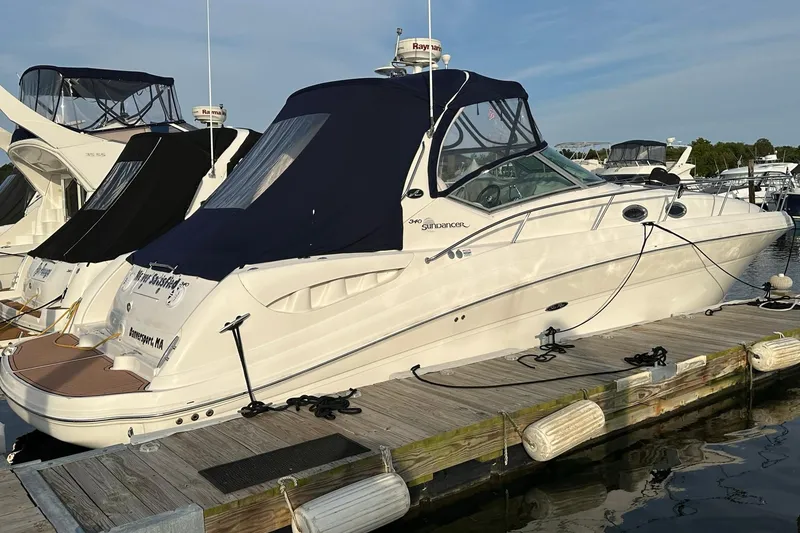 Slide: The Image of 2008 Sea Ray 340 Sundancer cruising on open water. - 5