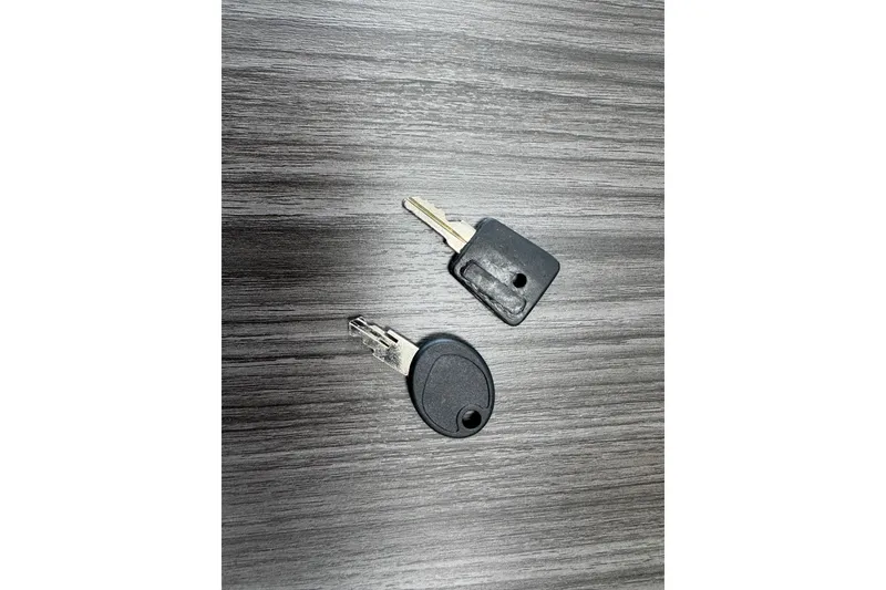 Slide: The Image of Two Tahoe 185 S 2024 keys on a wooden surface. - 94