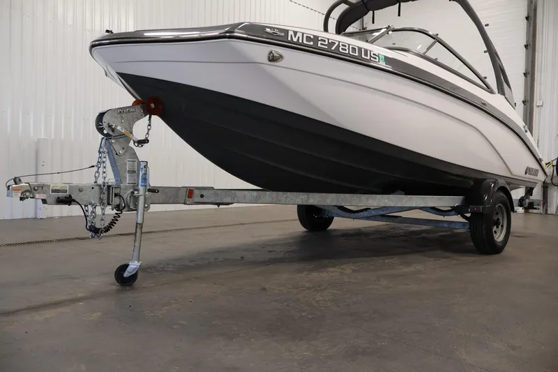 Slide: The Image of 2020 Yamaha Boats 195S on trailer in indoor storage facility. - 48