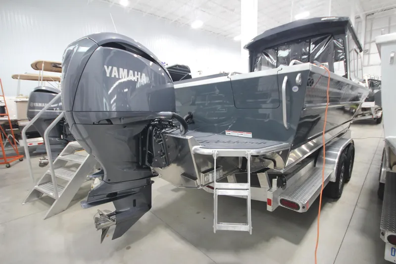 Slide: The Image of 2026 Weldcraft 240 Ocean King boat with Yamaha engine in showroom. - 8