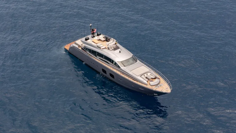 Slide: The Image of Luxury Pershing 108 yacht cruising on open sea, 2021 model. - 13