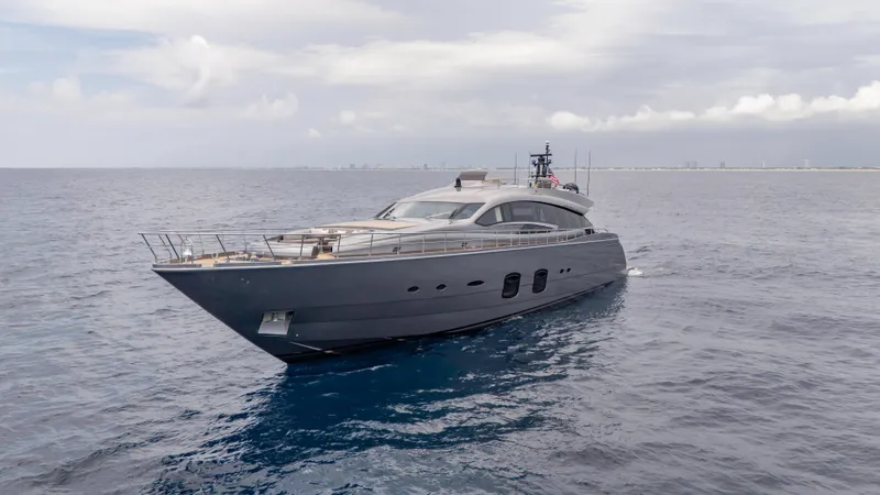 Slide: The Image of Luxury Pershing 108 yacht cruising on open sea, 2021 model. - 16