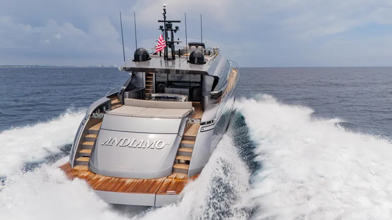 Slide: The Image of Luxury Pershing 108 yacht cruising on open sea, 2021 model. - 19