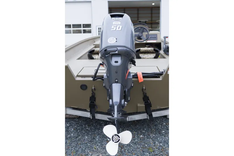 Slide: The Image of 2026 G3 Gator Tough 17 SC boat with powerful outboard motor. - 11