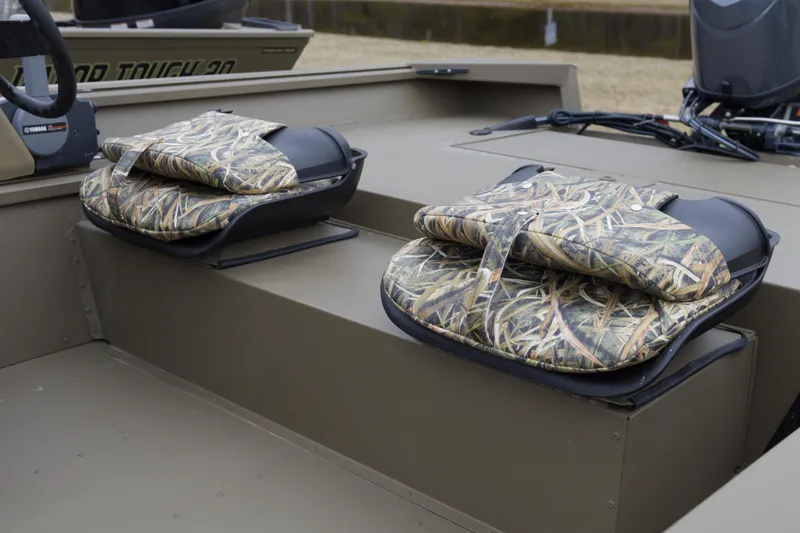 Slide: The Image of 2026 G3 Gator Tough 17 SC boat seats with camouflage cushions. - 7