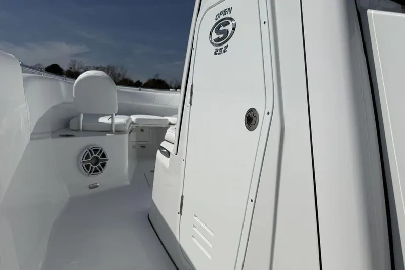 Slide: The Image of 2026 Sportsman Open 252 Center Console interior with seating and speaker detail. - 24