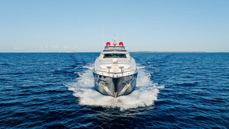 Slide: The Image of Luxury yacht cruising on open sea, Custom Line 100, 2012 model. - 3