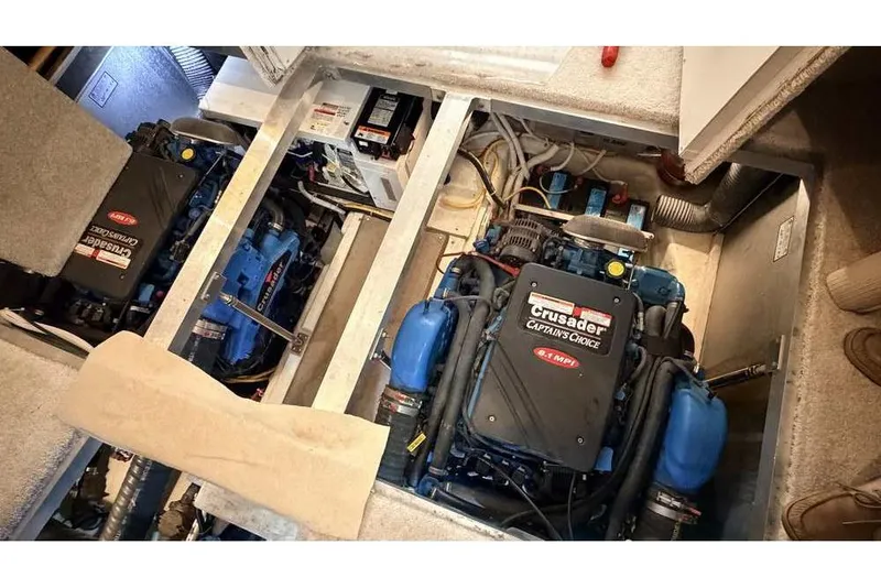 Slide: The Image of Engine room of 2006 Carver 41 Cockpit Motor Yacht with Crusader engines. - 39