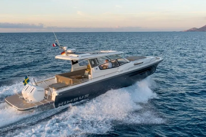 Slide: The Image of Nimbus W11 2025 displayed at a boat show. - 5