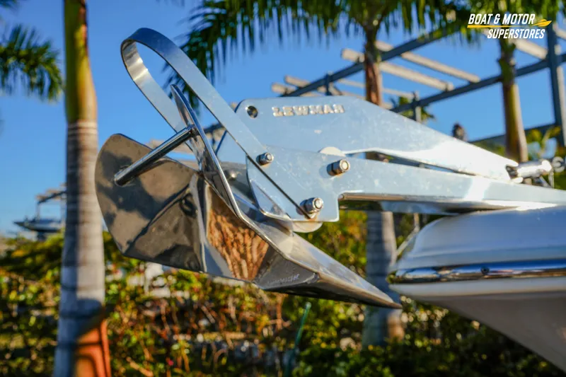 Slide: The Image of 2022 Key West 239 DFS boat anchor detail with tropical background. - 6