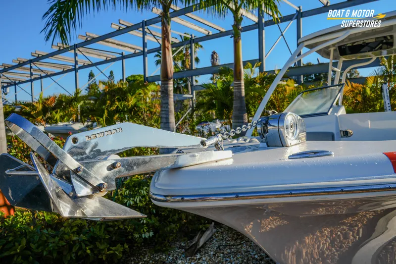 Slide: The Image of 2022 Key West 239 DFS boat with anchor, displayed at Boat & Motor Superstores. - 7