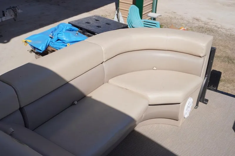 Slide: The Image of Beige seating on 2021 Massimo Marine P23 MAX LIMITED boat, outdoor setting. - 5