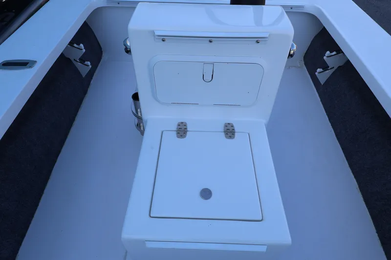 Slide: The Image of 2026 Mitzi Skiffs 17 Tournament boat interior with storage compartments. - 20