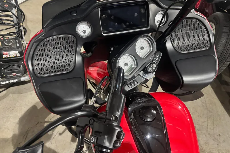 Slide: The Image of 2023 Ranger Z520R Cup-Equipped dashboard with gauges and controls, featuring a red and black design. - 4