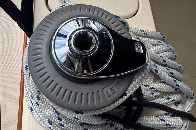 Slide: The Image of Winch and rope on 2006 Island Packet 440 sailboat deck. - 26