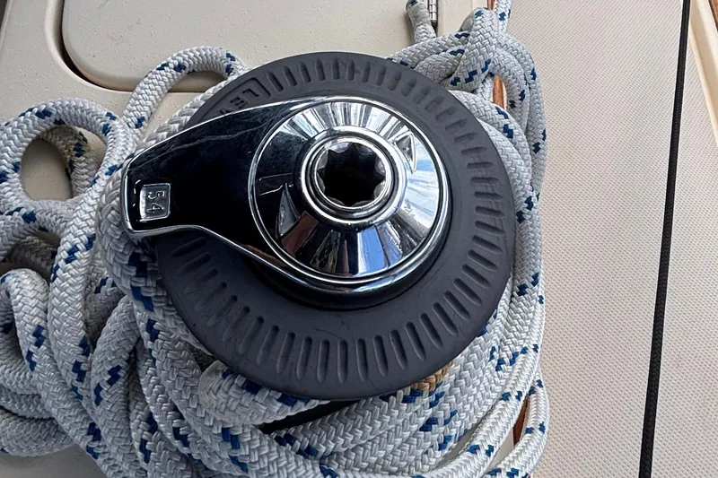 Slide: The Image of Winch and rope on 2006 Island Packet 440 sailboat deck. - 27