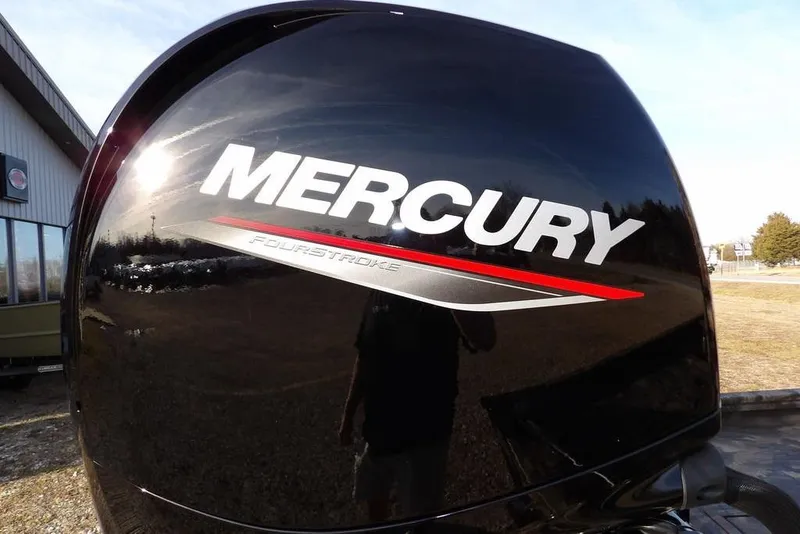 Slide: The Image of Mercury FourStroke engine on 2026 Crestliner XF 189 boat, outdoor setting. - 31