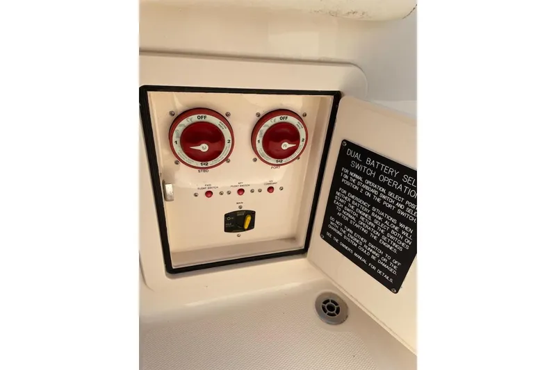 Slide: The Image of 2019 Grady-White Freedom 275 dual battery selector switch panel. - 13