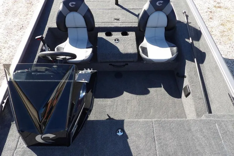 Slide: The Image of 2026 Crestliner XF 189 boat interior with dual seats and steering console. - 18