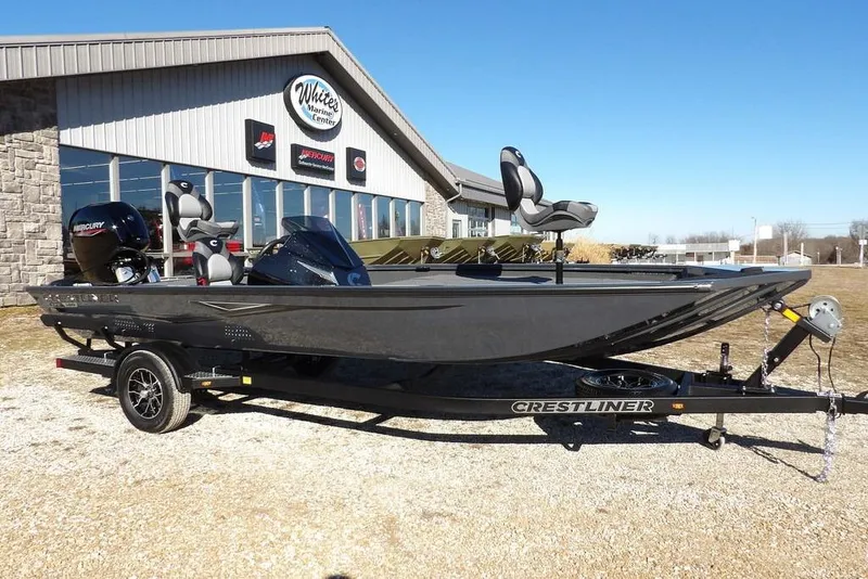 The Image of 2026 Crestliner XFC 189 fishing boat on trailer at White's Marine Center. - 1
