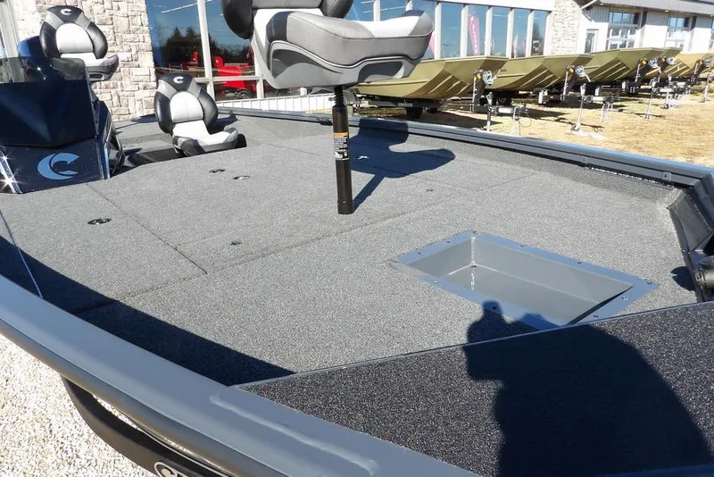 Slide: The Image of 2026 Crestliner XFC 189 fishing boat with spacious deck and comfortable seating. - 12