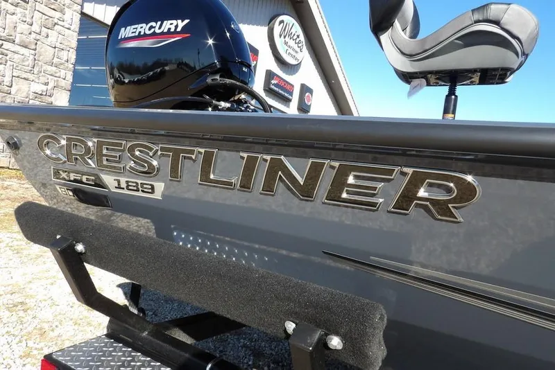 Slide: The Image of 2026 Crestliner XFC 189 boat with Mercury engine, side view. - 42