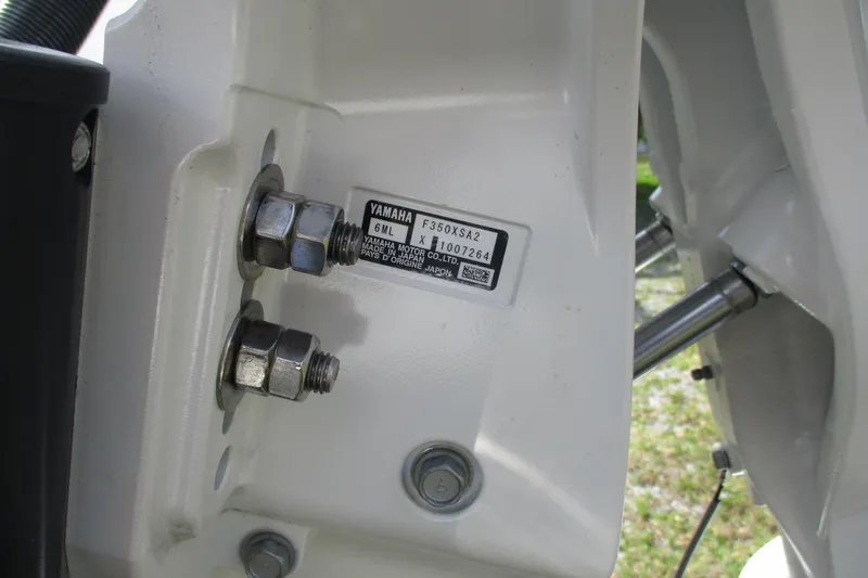 Slide: The Image of Close-up of Yamaha engine mount on 2026 Sportsman Masters 247 Bay Boat. - 8