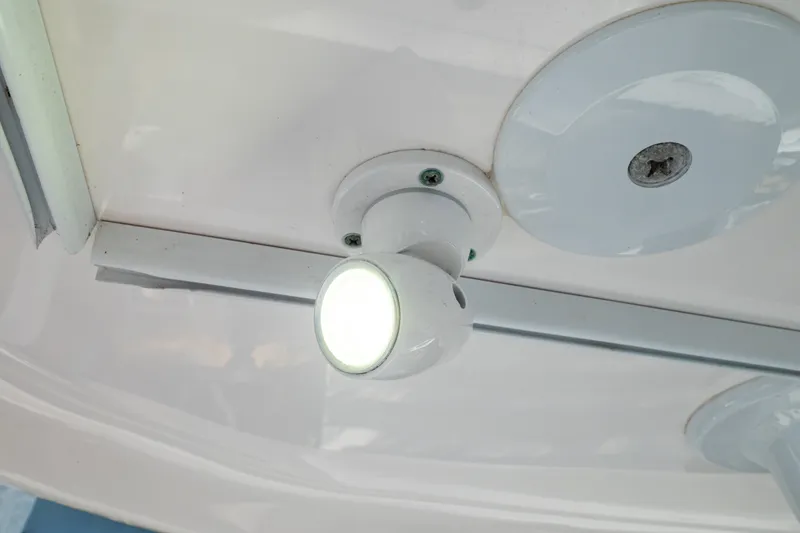 Slide: The Image of Ceiling light fixture on 2019 Intrepid 407 Cuddy boat interior. - 49