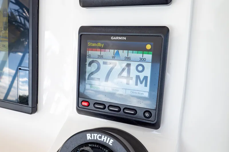 Slide: The Image of Garmin navigation display on 2019 Intrepid 407 Cuddy boat, showing 274 degrees. - 79