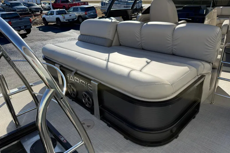 Slide: The Image of 2019 Harris Solstice DC 230 boat with luxurious seating and sleek design. - 5