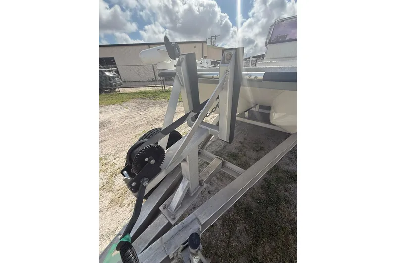 Slide: The Image of 2019 Shoalwater 20 Catamaran on trailer, featuring winch and support structure. - 13