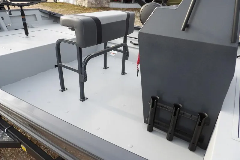 Slide: The Image of 2026 Crestliner 1870 Retriever FCC boat interior with seating and rod holders. - 16