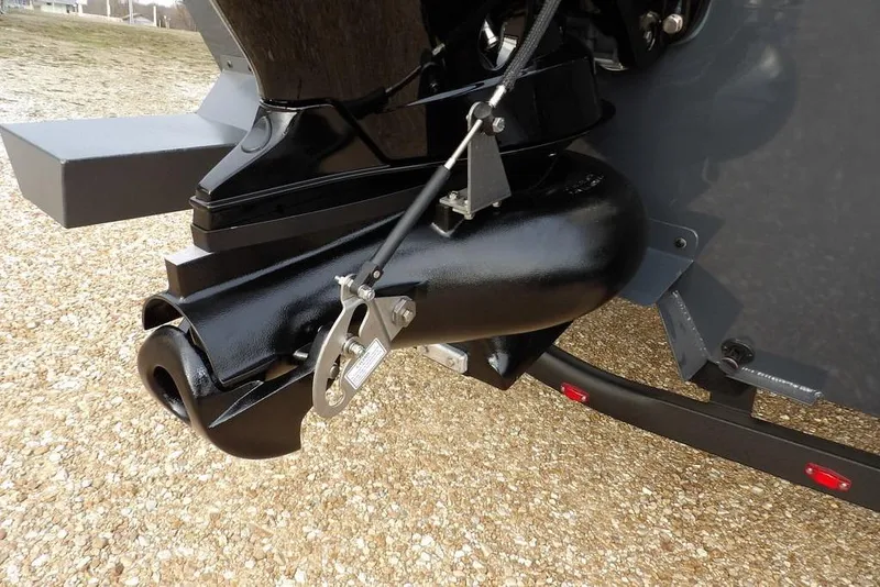 Slide: The Image of Close-up of 2026 Crestliner 1870 Retriever FCC boat motor detail. - 38